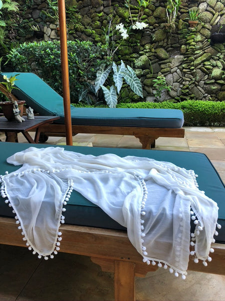 Silk chiffon Sarong with Pom Pom trim SOLD OUT!